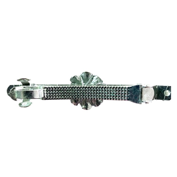 Vintage Style Wired Crystal Floral Barrette With Pearl-Like Stones